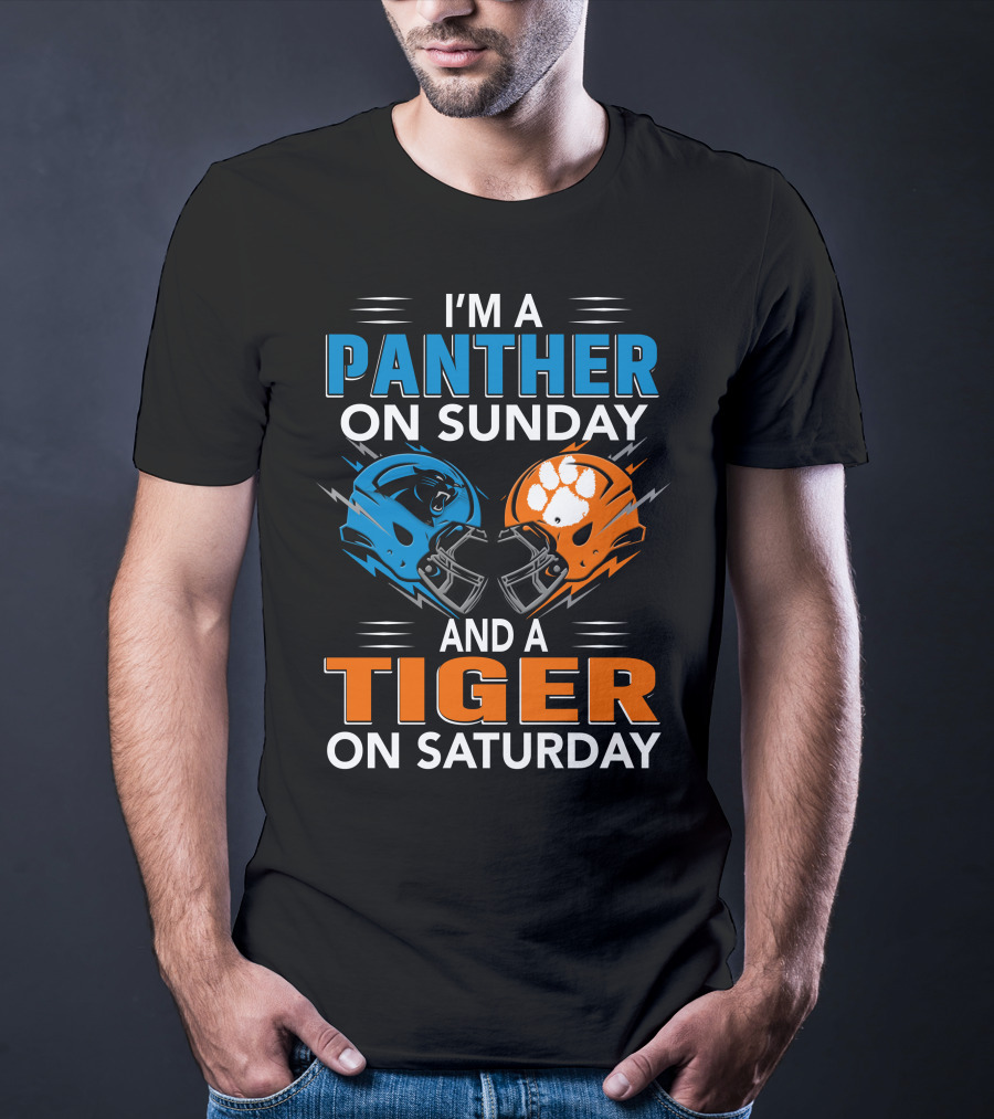 I'm A Panther On Sunday And A Tiger On Saturday Football Helmets T-Shirt