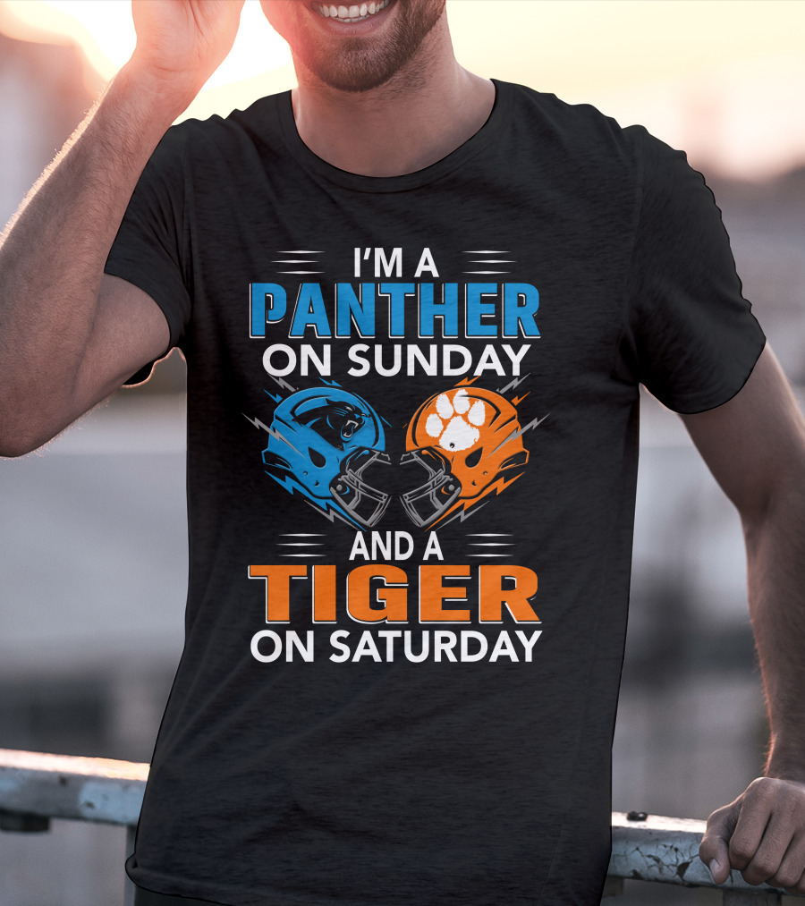 I'm A Panther On Sunday And A Tiger On Saturday Football Helmets T-Shirt