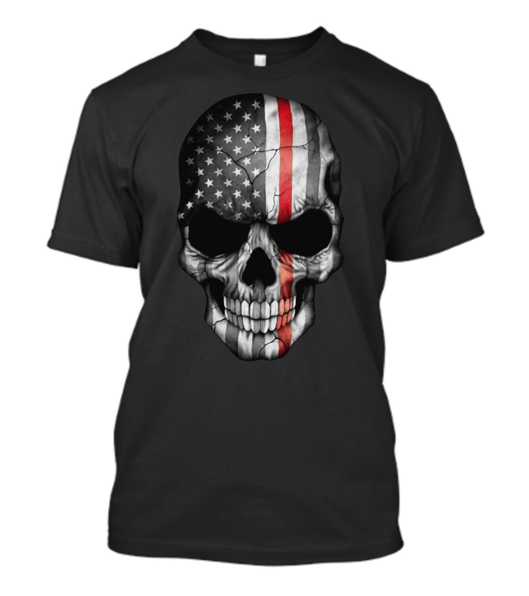 American Flag Skull With Red Stripe T-Shirt