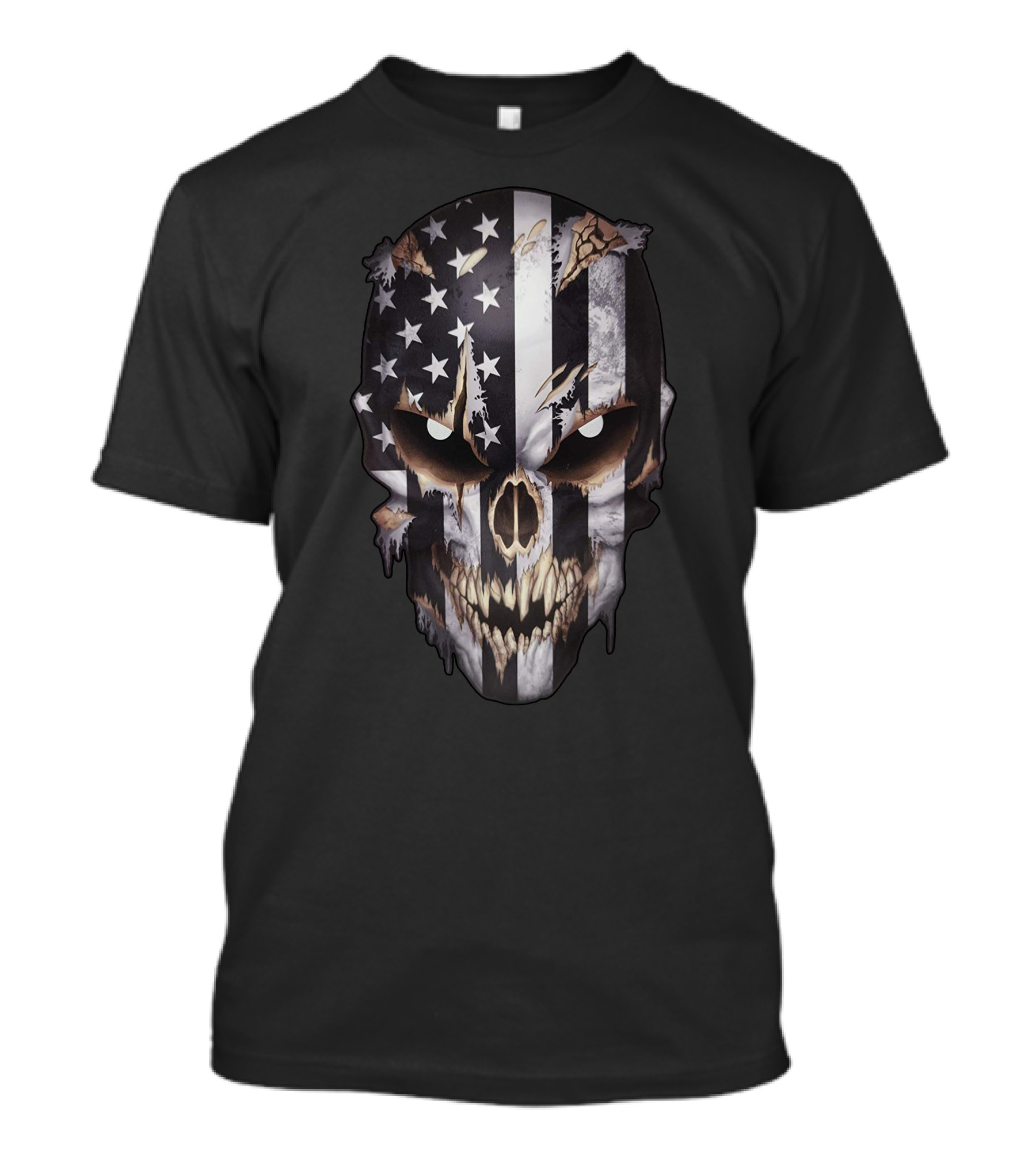American Flag Distressed Skull T-Shirt
