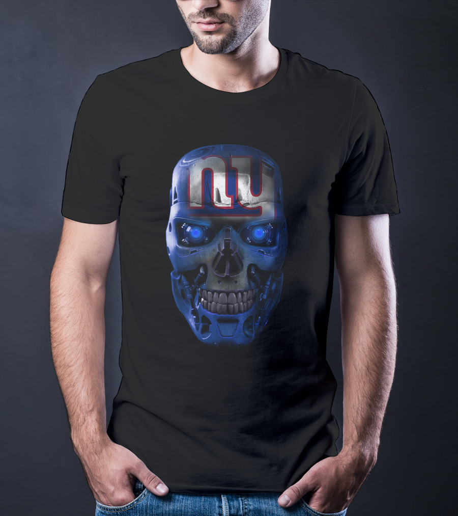 NY Giants Blue Skull Face T-Shirt
