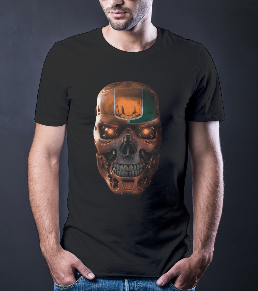 SKULL HURRICANES MIAMI TERMINATOR ROBOT FACE T-Shirt