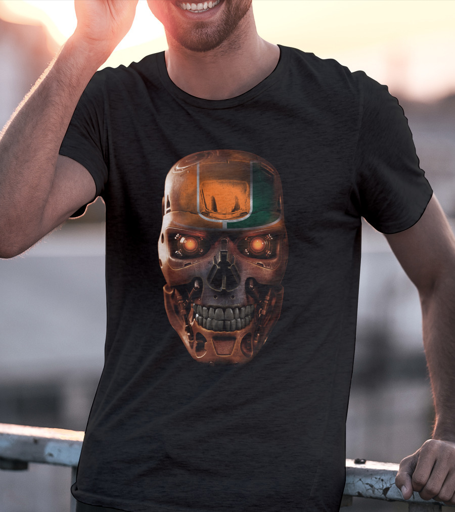 SKULL HURRICANES MIAMI TERMINATOR ROBOT FACE T-Shirt