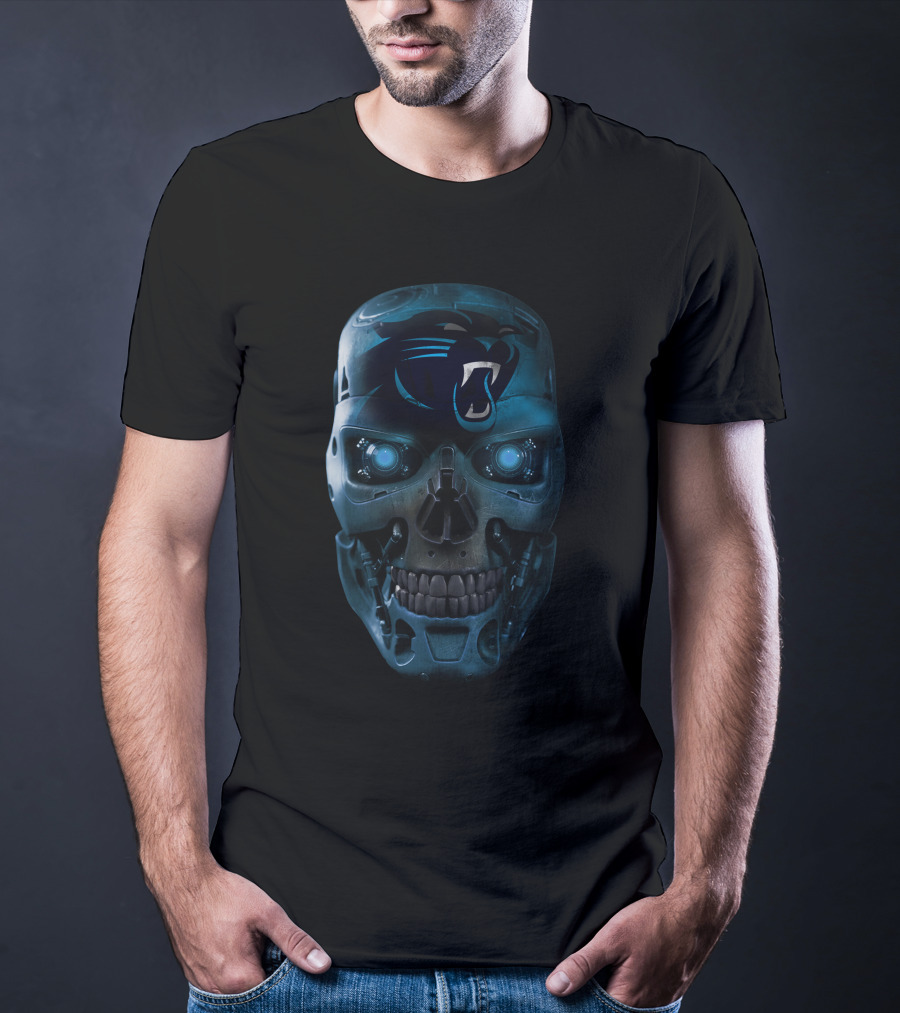 SKULL PANTHERS CAROLINA FUTURISTIC ROBOTIC SKULLFACE T-Shirt