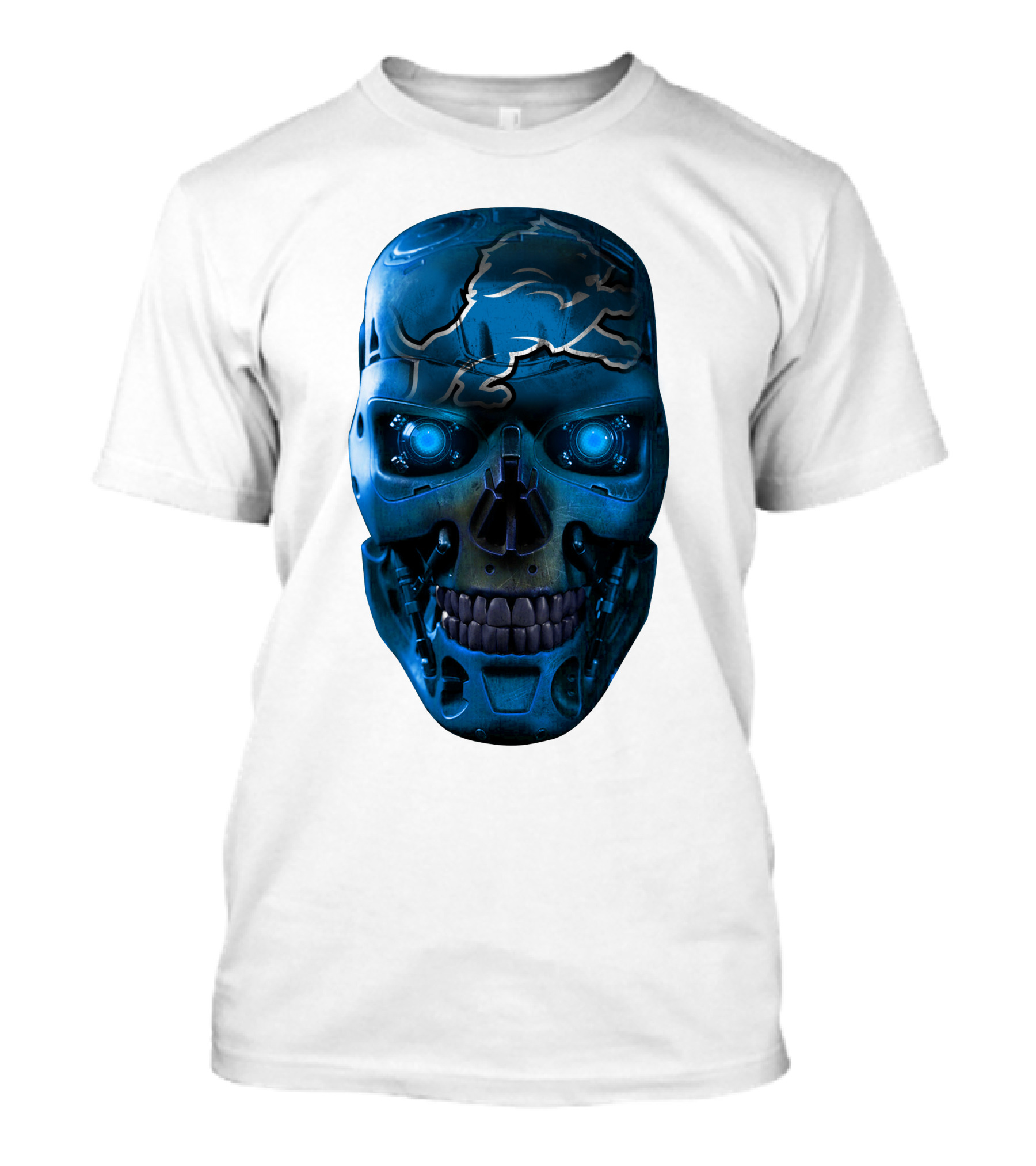 Detroit Lions Cyber Skull T-Shirt
