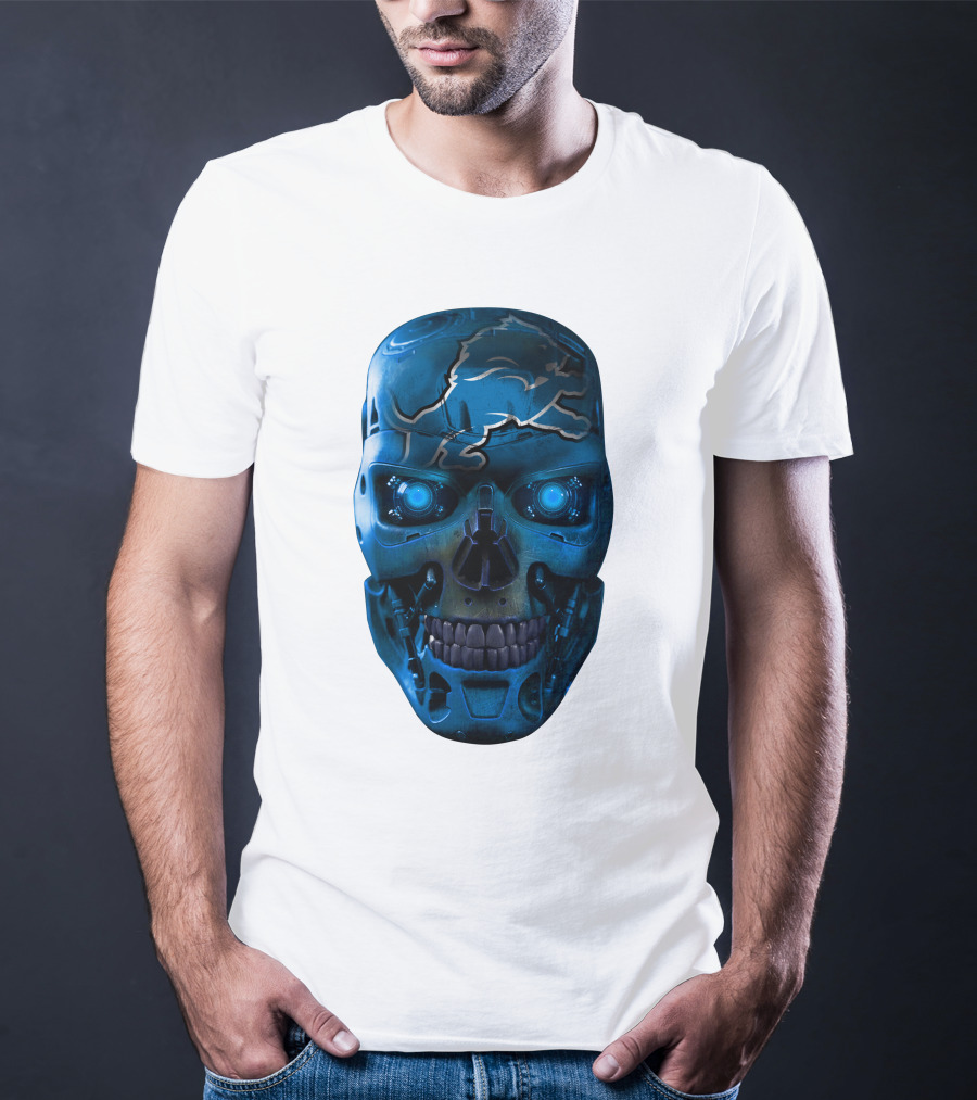 Detroit Lions Cyber Skull T-Shirt