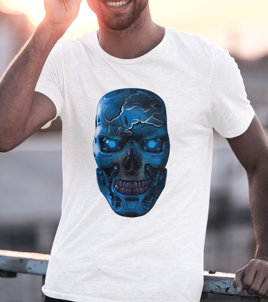 Detroit Lions Cyber Skull T-Shirt