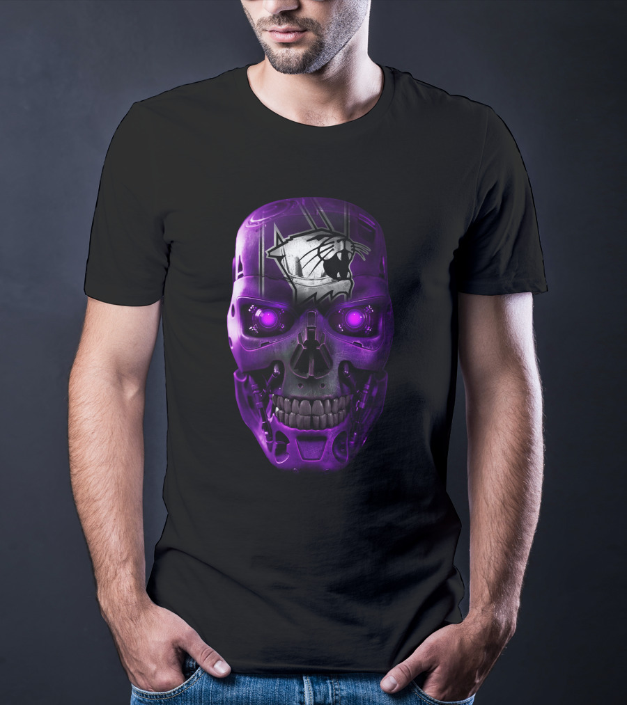 Northwestern Wildcats Skull Robot Face T-Shirt