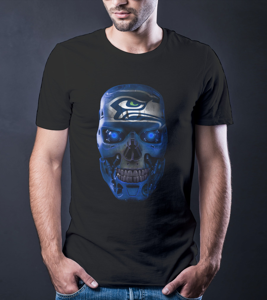 Seahawks Skull Robot Futuristic T-Shirt