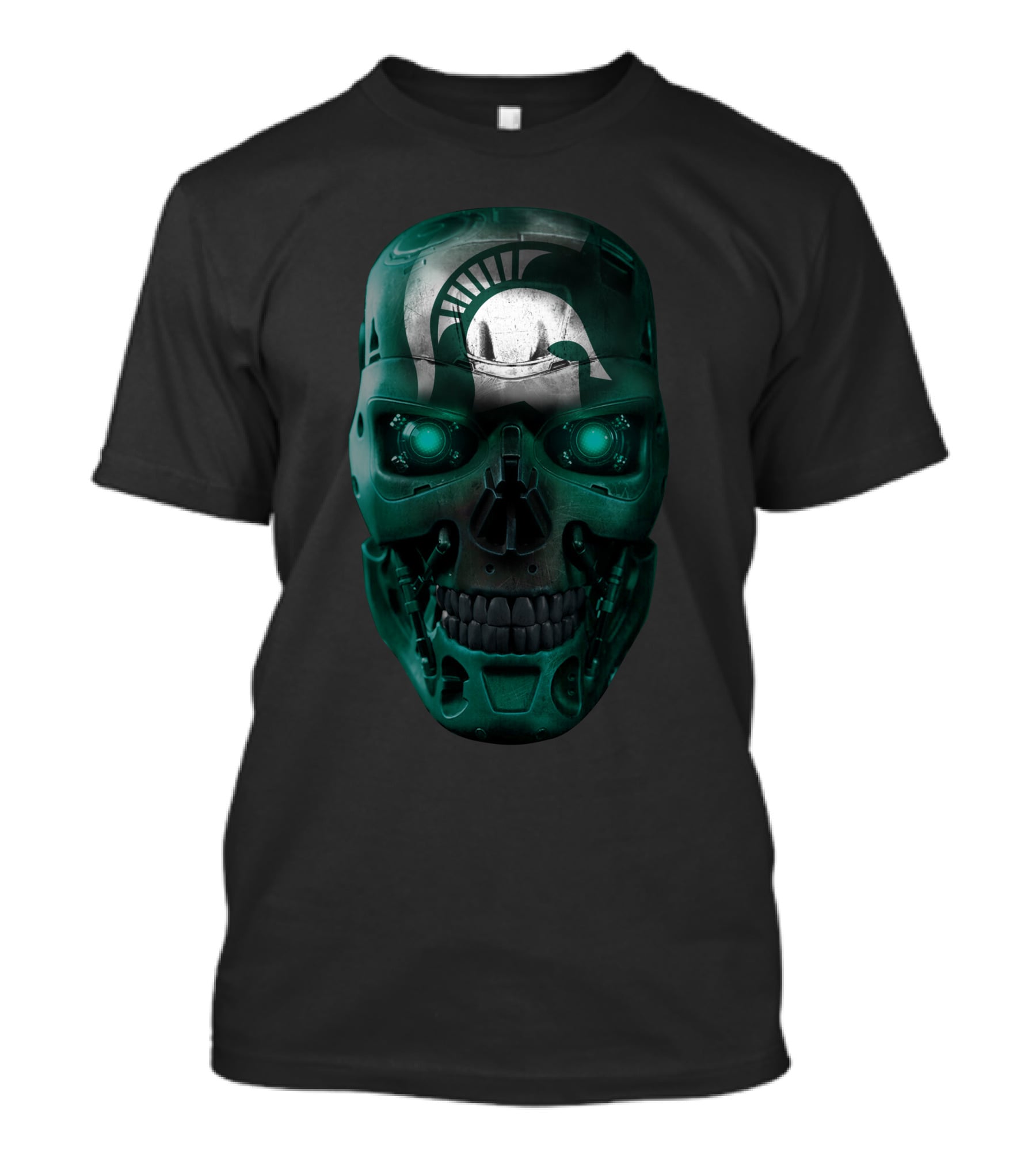 Spartan Helmet Skull Design With Futuristic Elements T-Shirt