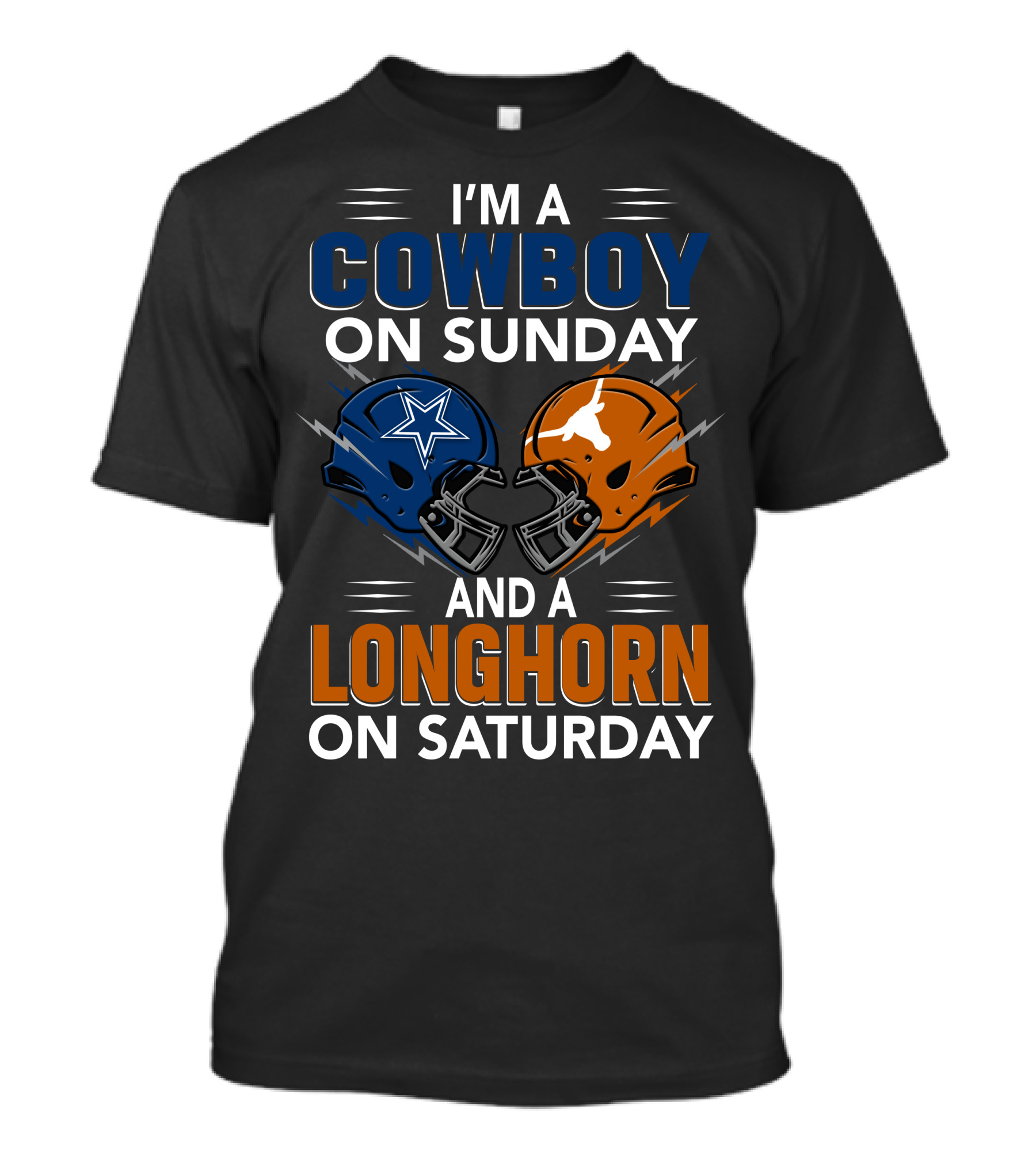 I'm A Cowboy On Sunday And A Longhorn On Saturday Football Helmets T-Shirt
