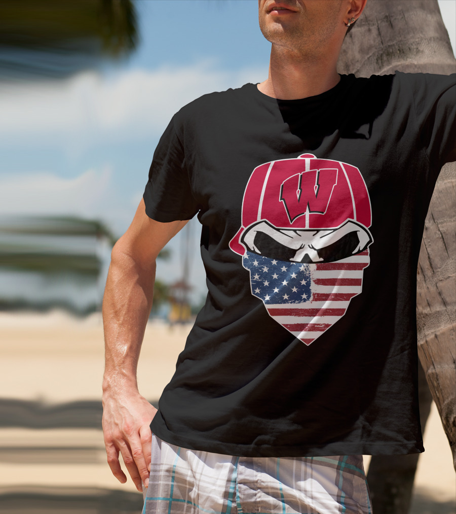 Badgers Skuls W Bandana American Flag T-Shirt
