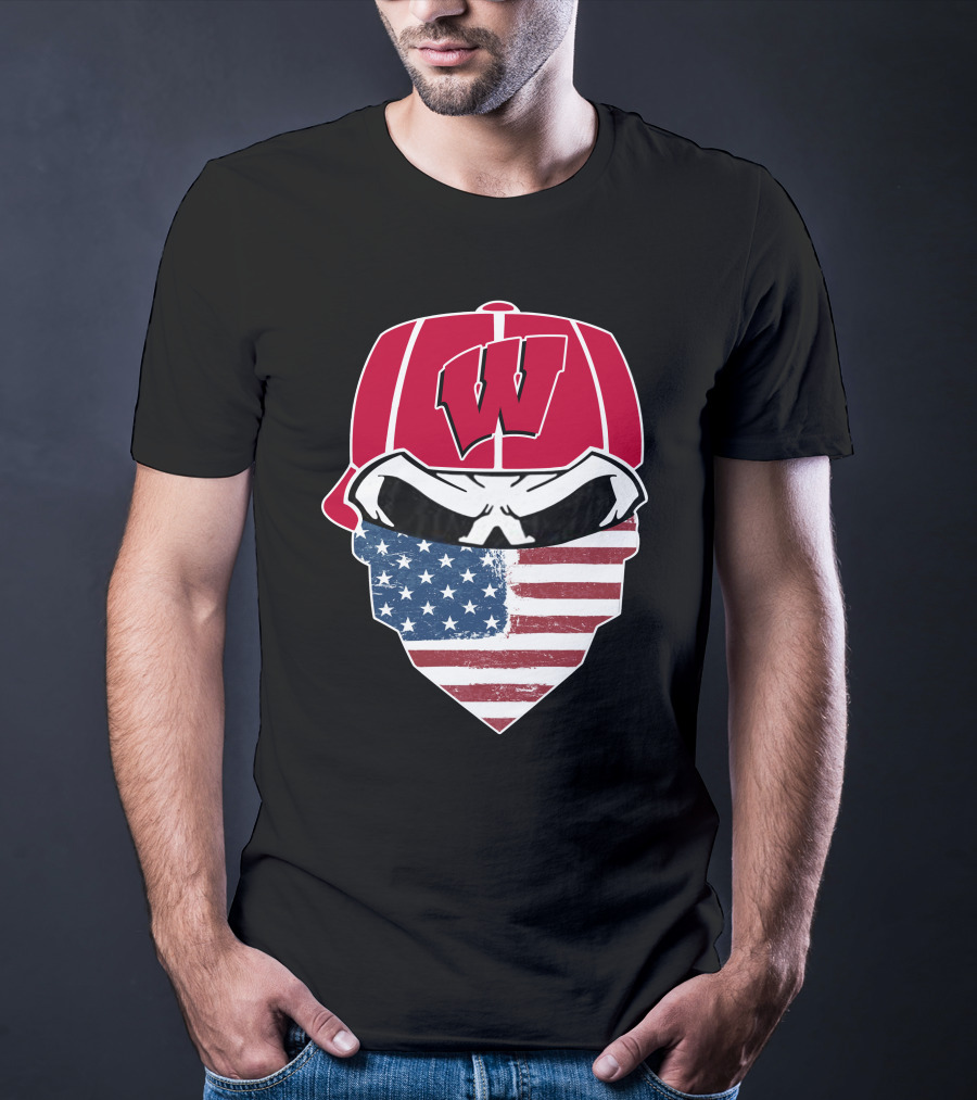 Badgers Skuls W Bandana American Flag T-Shirt