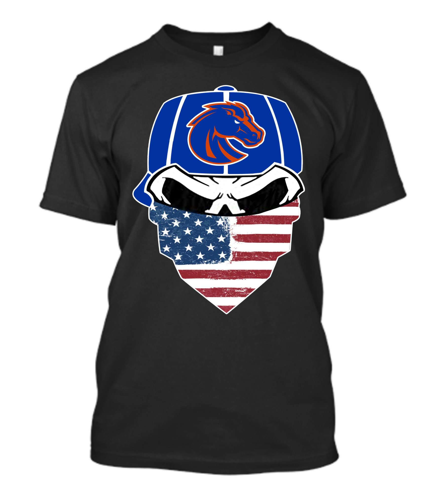 Boise State Skuls American Flag Bandana Broncos T-Shirt