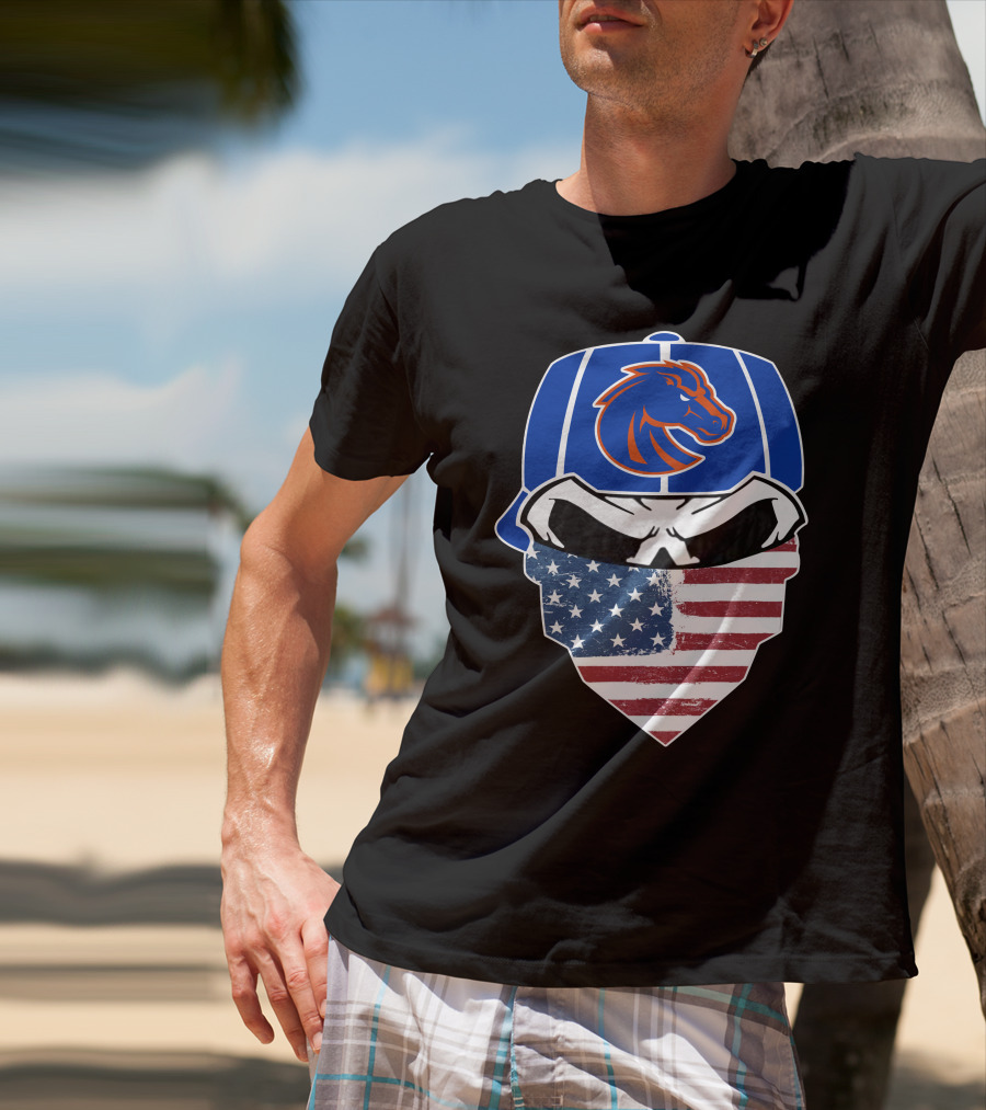 Boise State Skuls American Flag Bandana Broncos T-Shirt