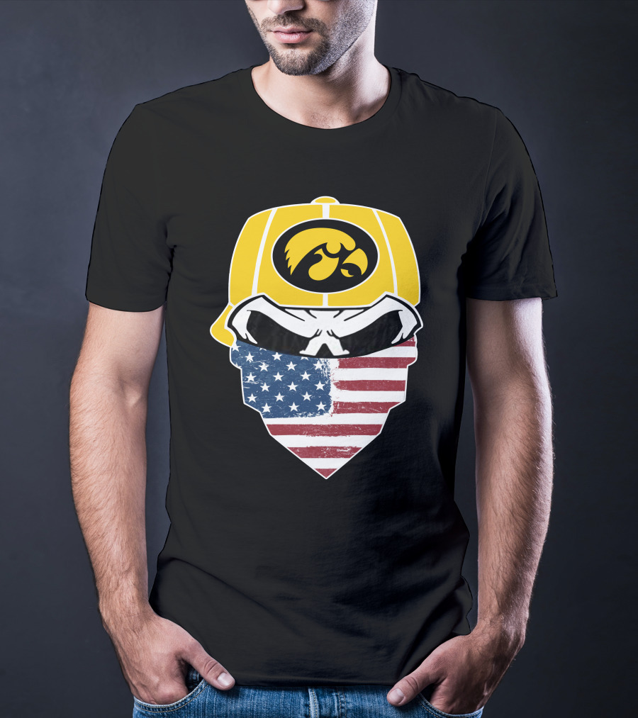 Hawkeyes Skull American Flag Bandana T-Shirt