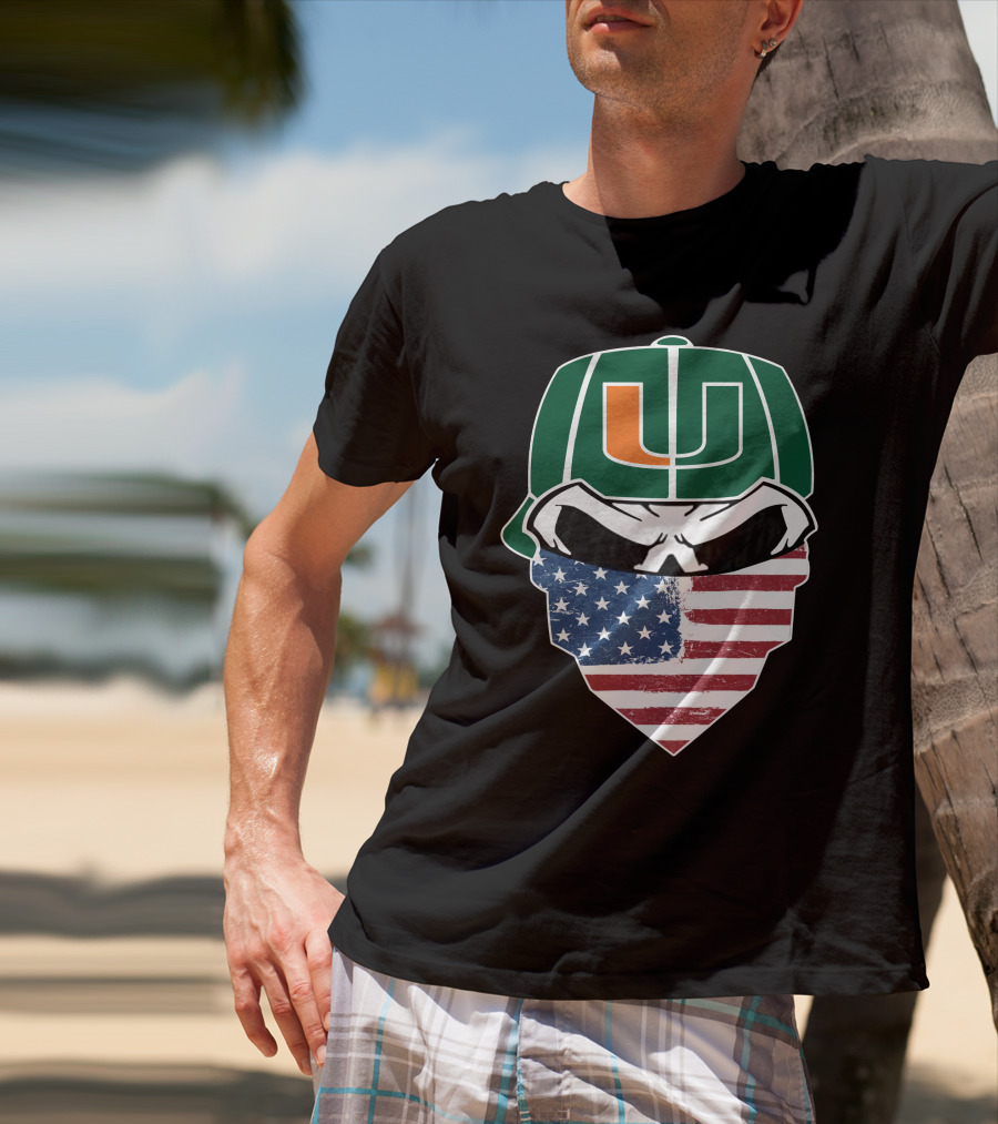 Hurricanes Skulls U American Flag Bandana T-Shirt