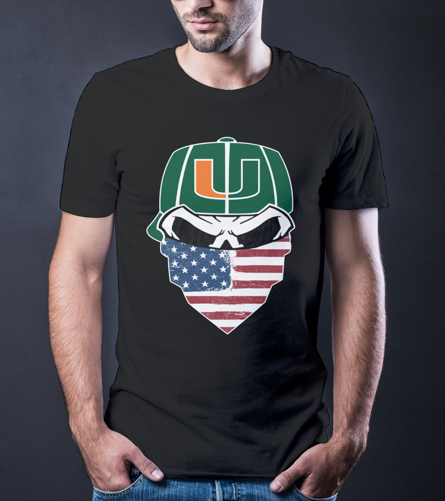 Hurricanes Skulls U American Flag Bandana T-Shirt