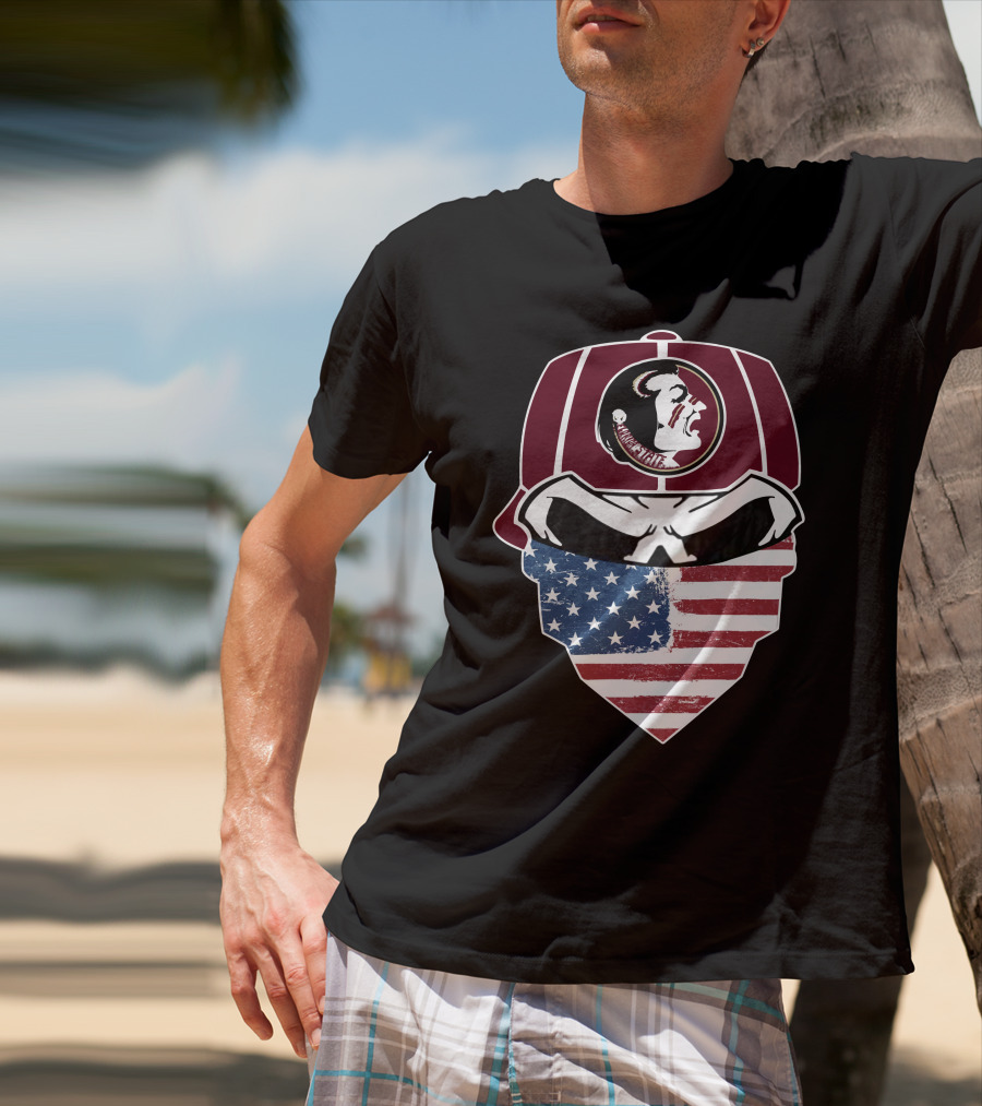 Seminoles Skulls Mask With American Flag And Tribal T-Shirt