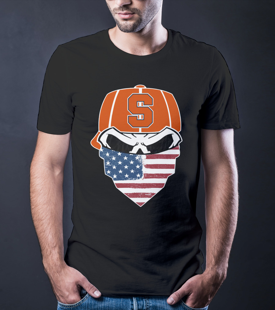 Syracuse Orange Skull American Flag T-Shirt