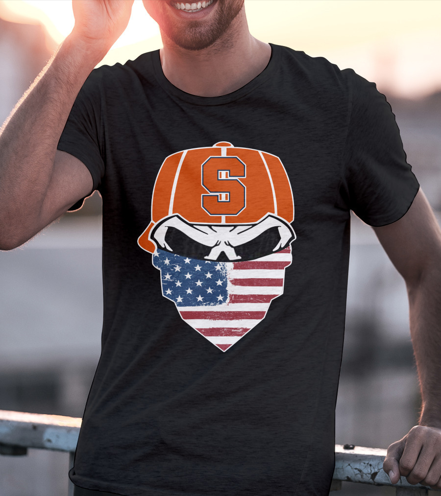 Syracuse Orange Skull American Flag T-Shirt