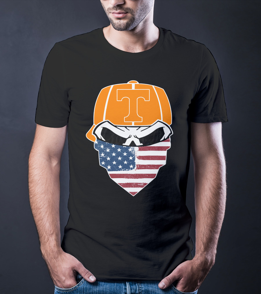 Tennessee Volunteer Skuls American Flag Bandana T-Shirt