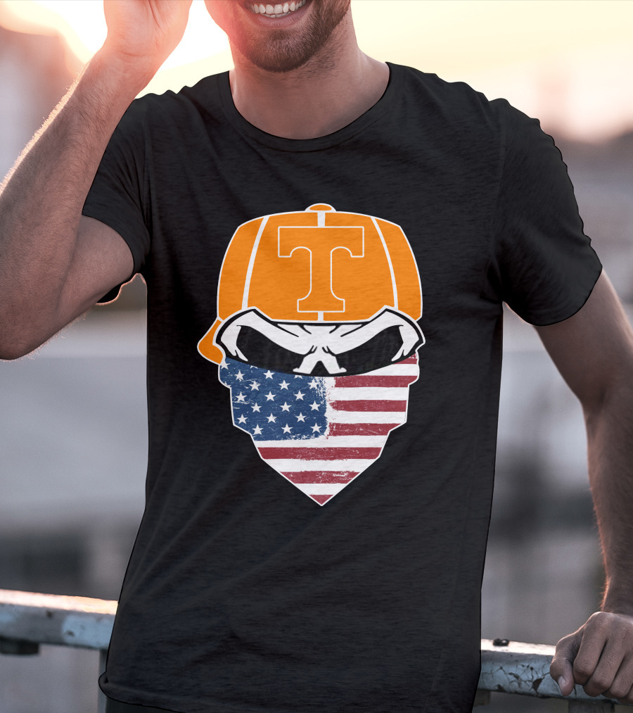 Tennessee Volunteer Skuls American Flag Bandana T-Shirt