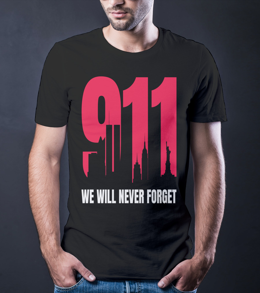 9.11 We Will Never Forget Patriot Day Skyline T-Shirt