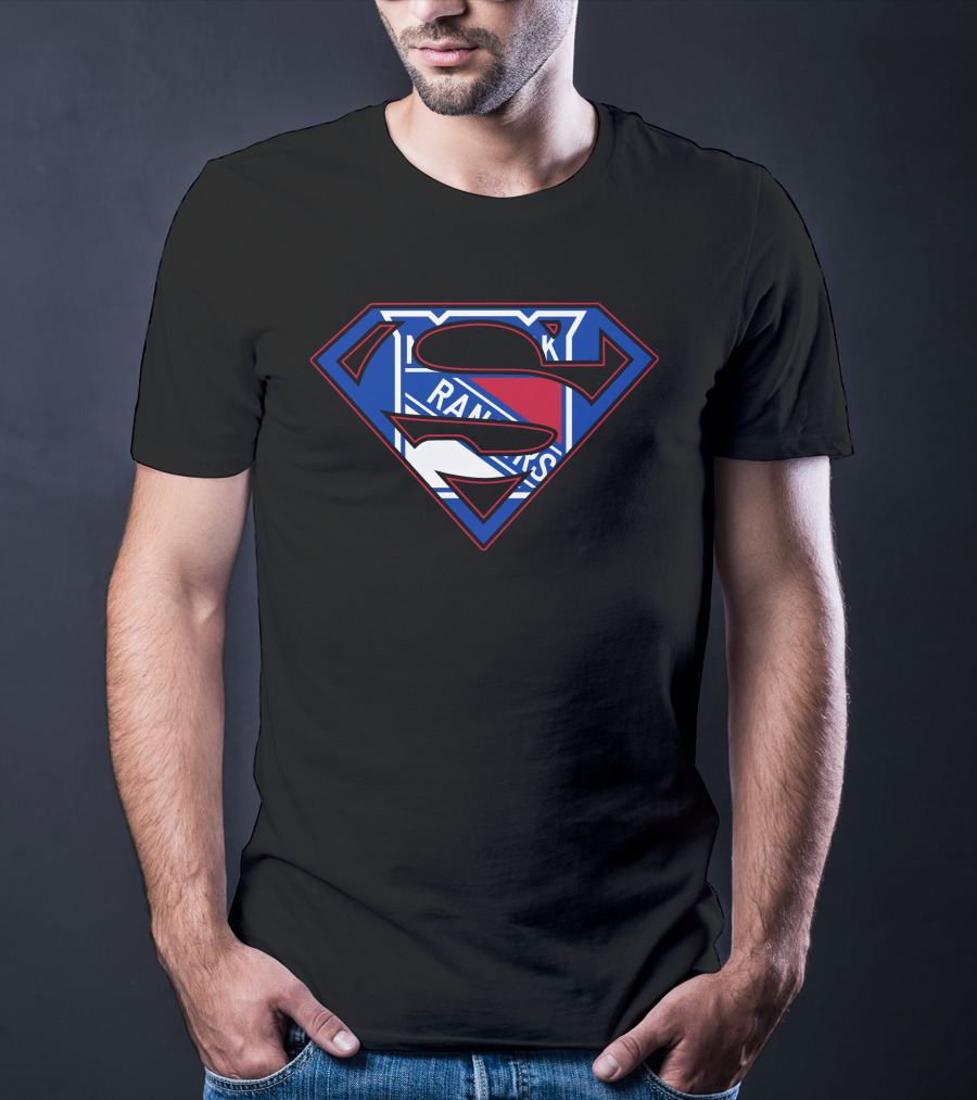 Super Man Rangers Nhl Team Logo Fusion T-Shirt