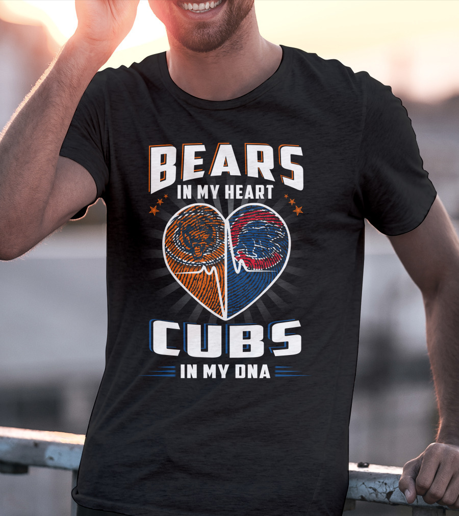 Bears In My Heart Cubs In My DNA Football Football Baseball T-Shirt