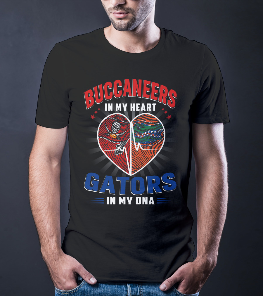 Buccaneers In My Heart Gators In My DNA Football Florida Passion T-Shirt