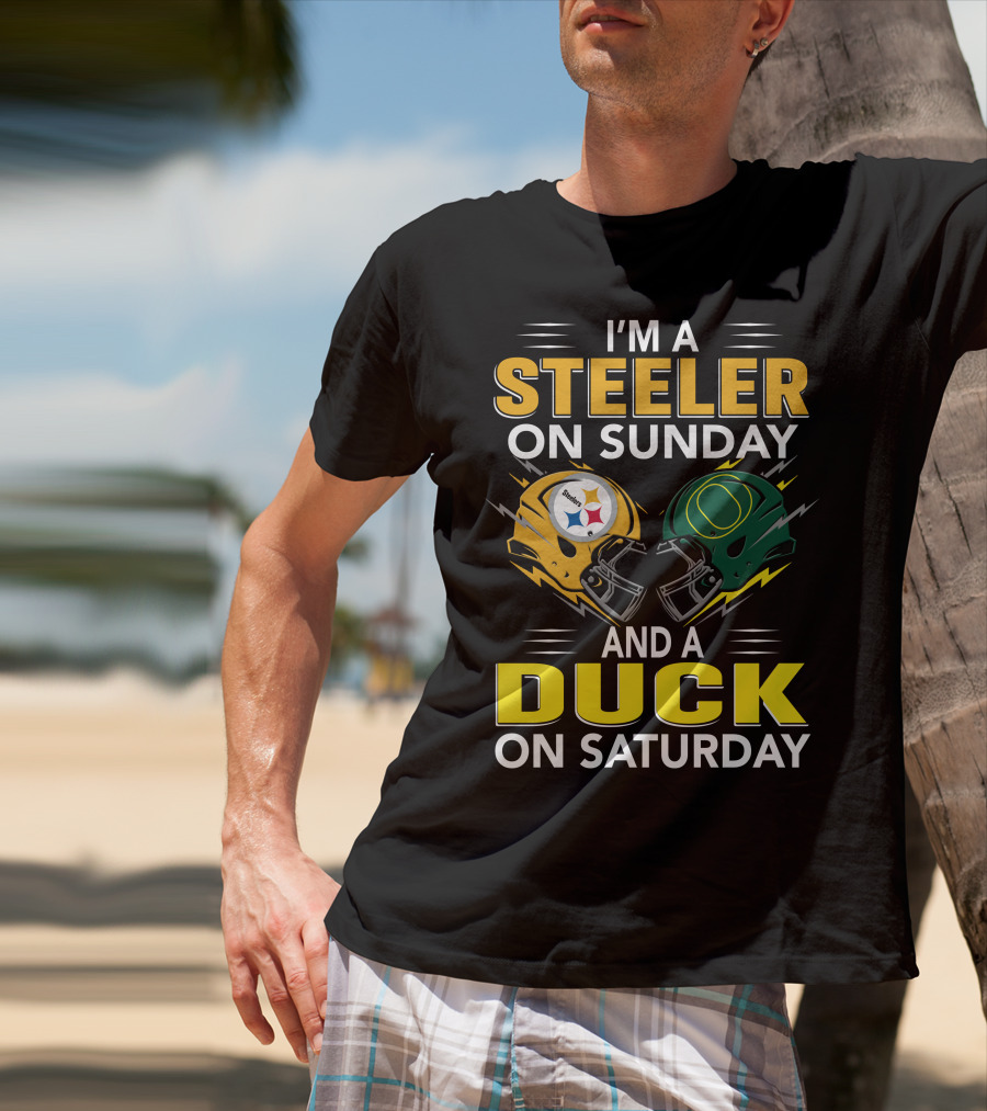 I'm A Steeler On Sunday And A Duck On Saturday Football Helmets T-Shirt