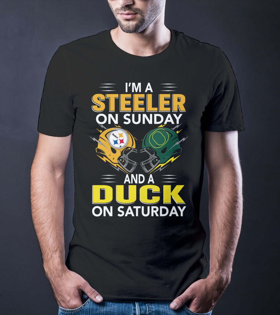I'm A Steeler On Sunday And A Duck On Saturday Football Helmets T-Shirt