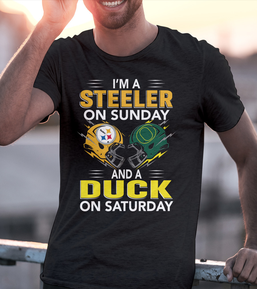 I'm A Steeler On Sunday And A Duck On Saturday Football Helmets T-Shirt
