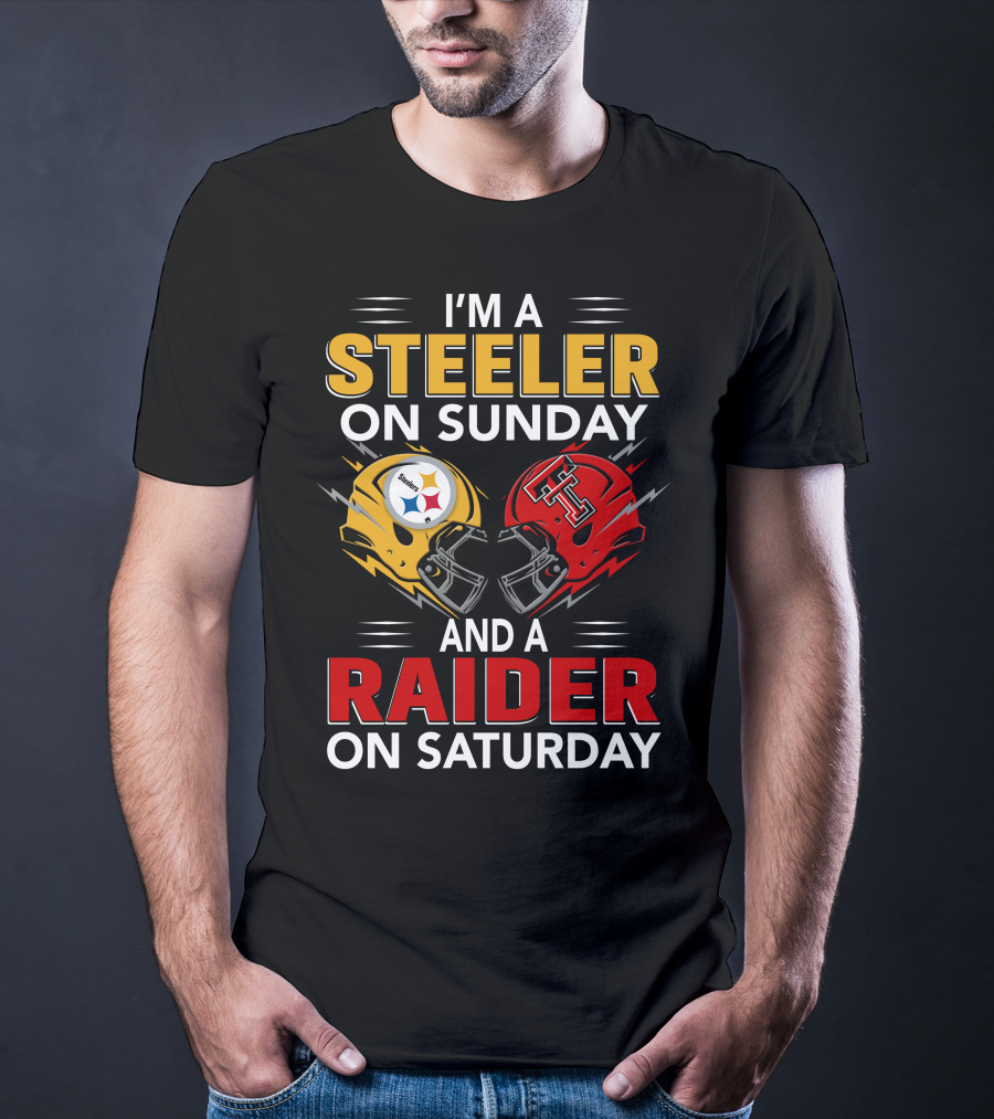 I'm A Steeler On Sunday And A Raider On Saturday Football Helmets T-Shirt
