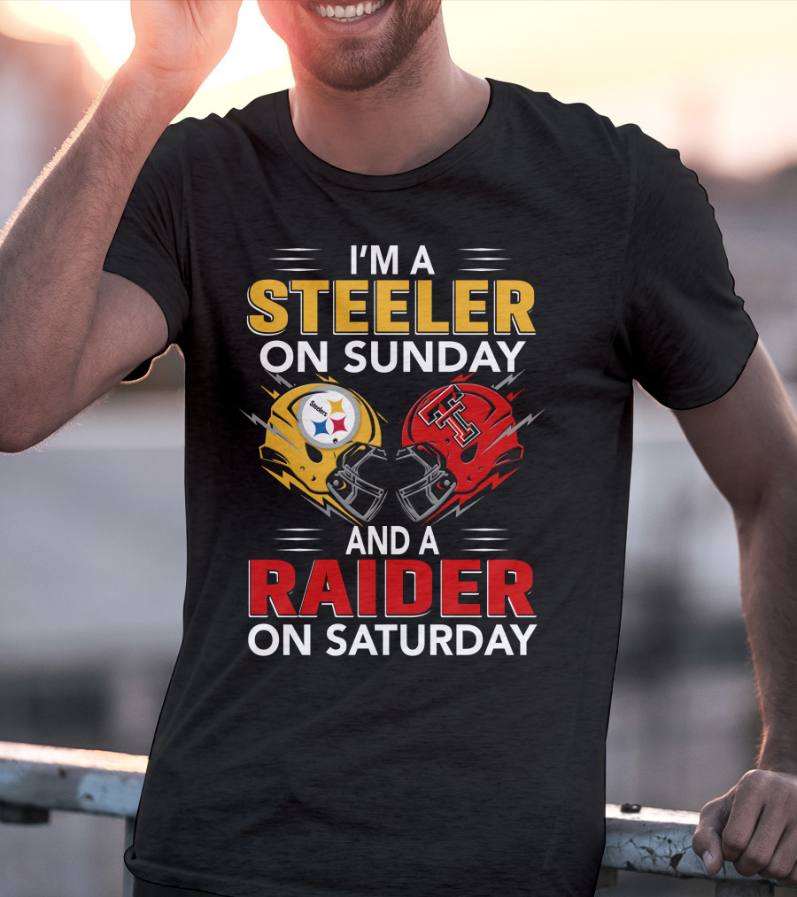 I'm A Steeler On Sunday And A Raider On Saturday Football Helmets T-Shirt