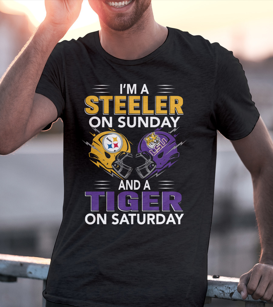 Steeler On Sunday And Tiger On Saturday Helmet T-Shirt