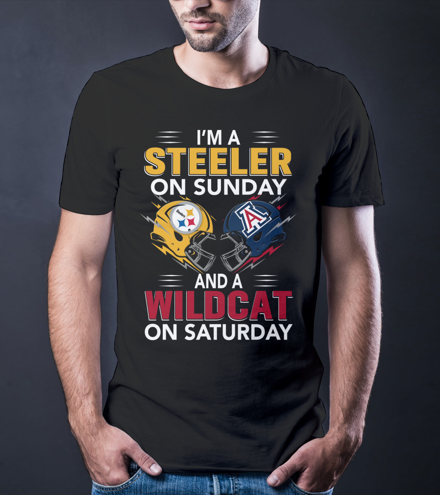 I'm A Steeler On Sunday And A Wildcat On Saturday Helmet Clash T-Shirt