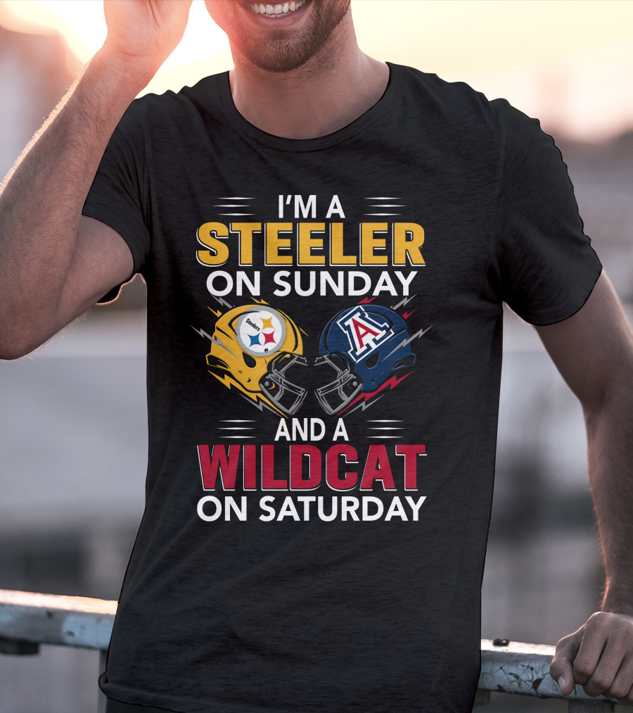 I'm A Steeler On Sunday And A Wildcat On Saturday Helmet Clash T-Shirt