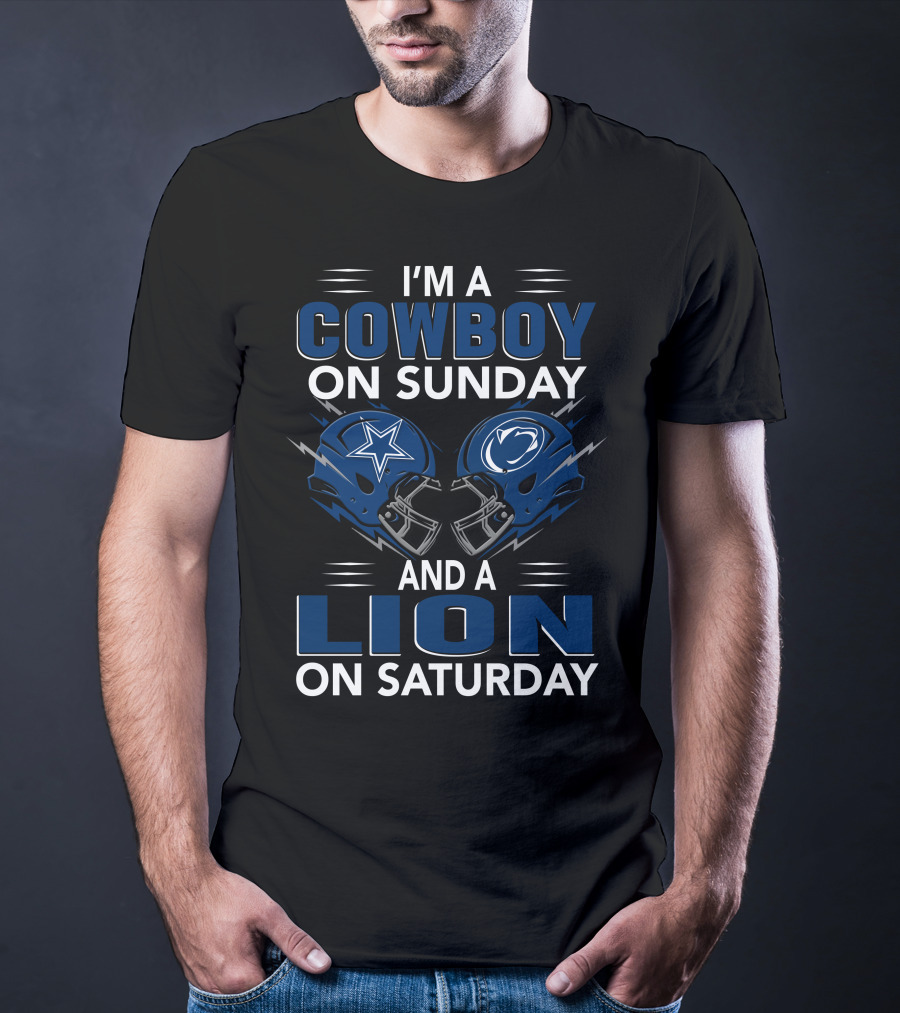 I'm A Cowboy On Sunday And A Lion On Saturday Helmets T-Shirt