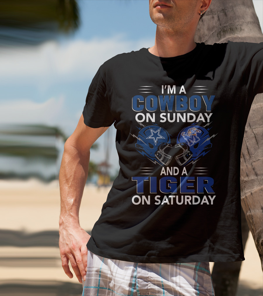 I'm A Cowboy On Sunday And A Tiger On Saturday Helmet Clash T-Shirt