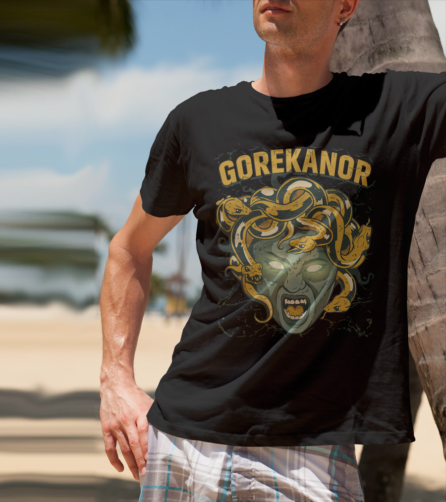 Gorekanor Medusa Snakes Glowing Eyes T-Shirt