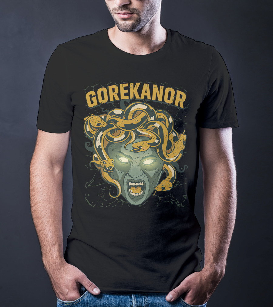 Gorekanor Medusa Snakes Glowing Eyes T-Shirt