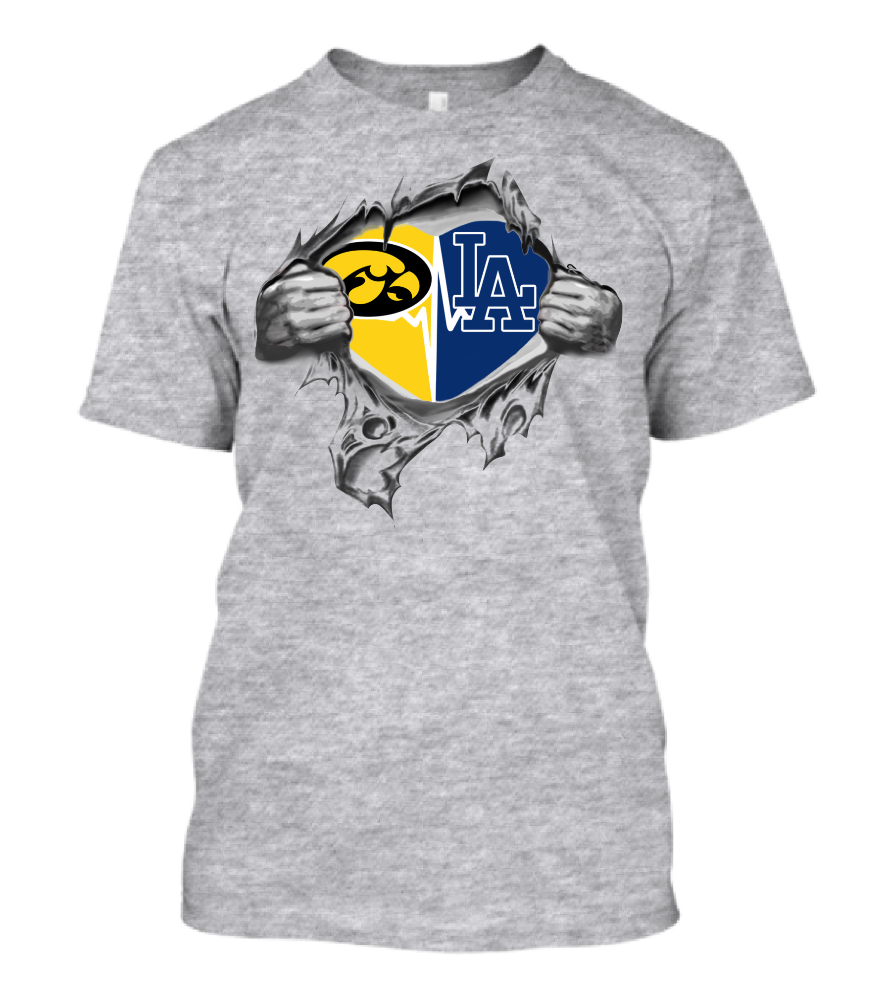 Hawkeyes Dodgers La Heart Symbol Torn Reveal T-Shirt