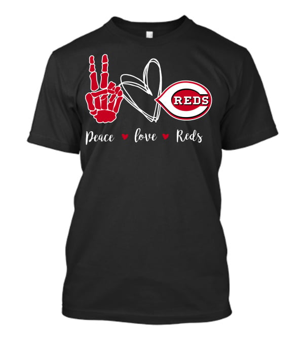 Peace Love Reds Cincinnati Baseball T-Shirt