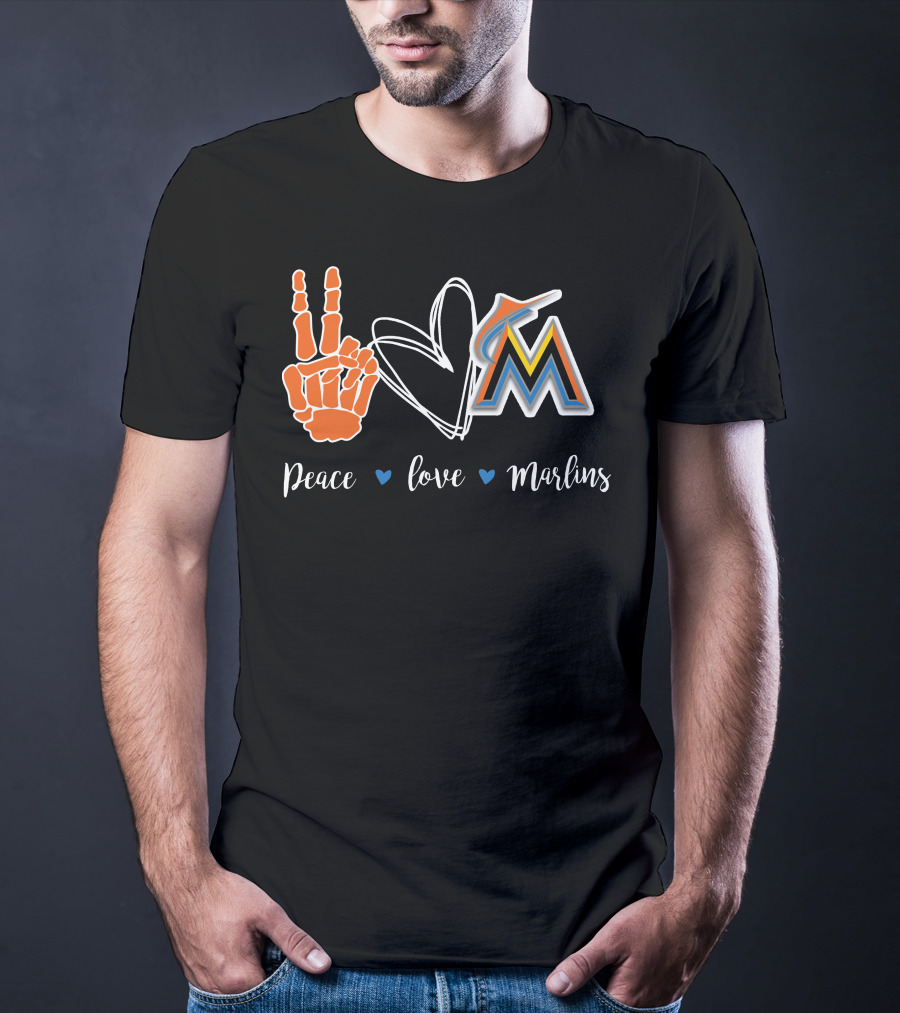 Peace Love Miami Marlins T-Shirt