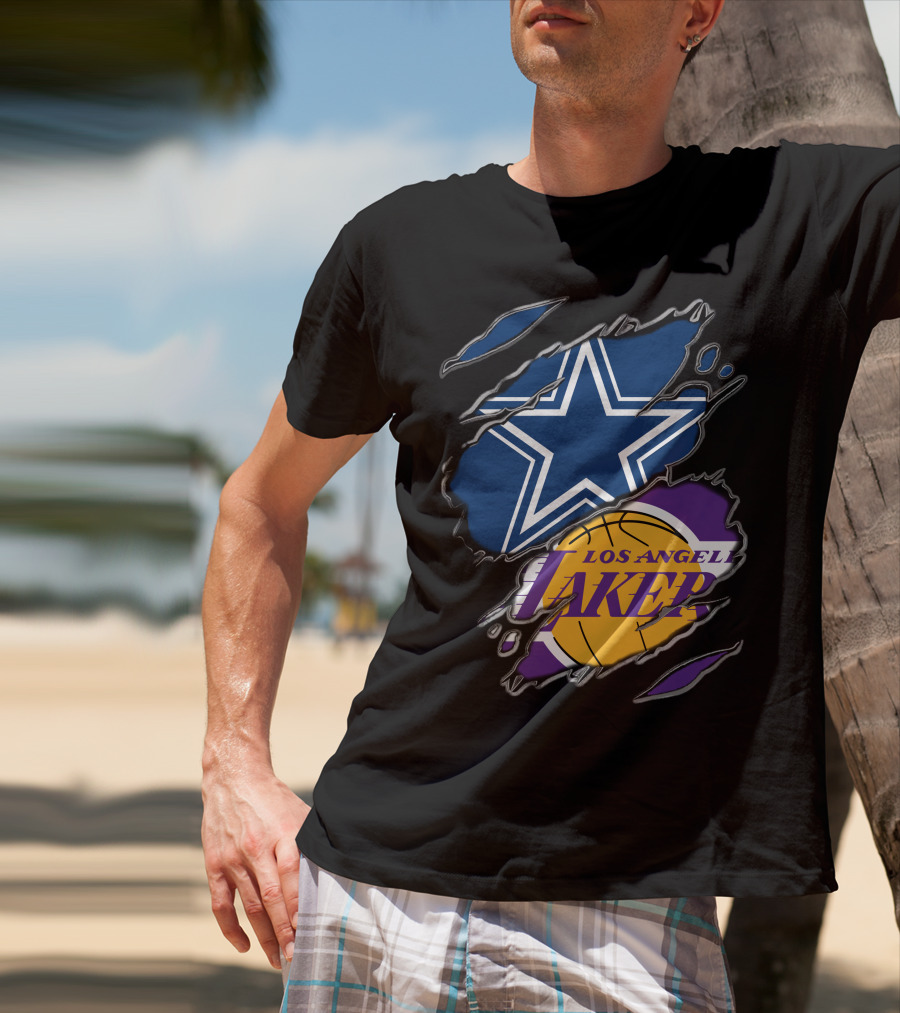 Dallas Cowboys Los Angeles Lakers Fan Crossover T-Shirt