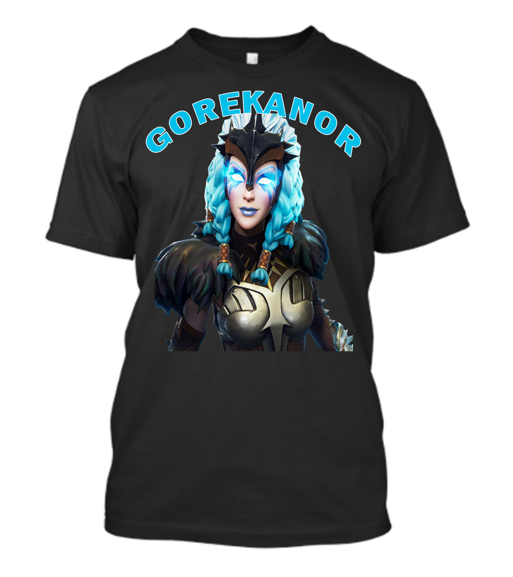 Gorekanor Viking Warrior Ice Queen With Braided Blue Hair And Mask T-Shirt
