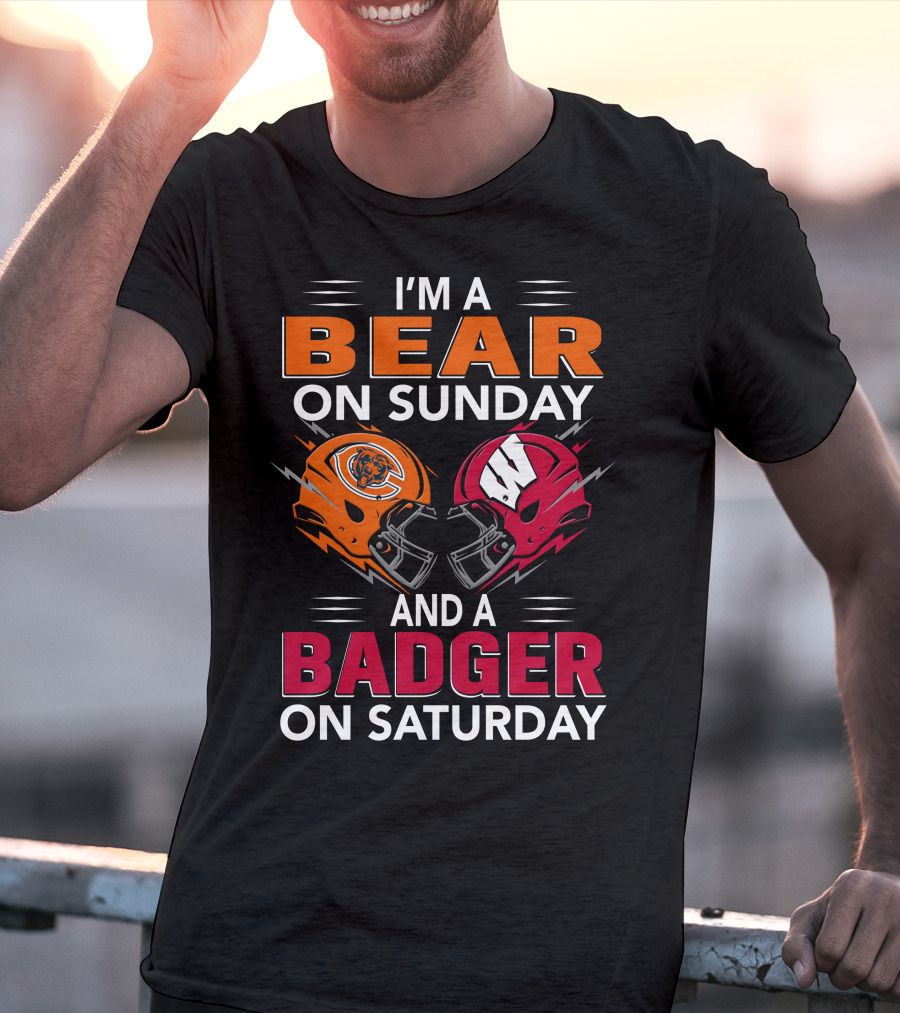I'm A Bear On Sunday And A Badger On Saturday Football Helmets T-Shirt