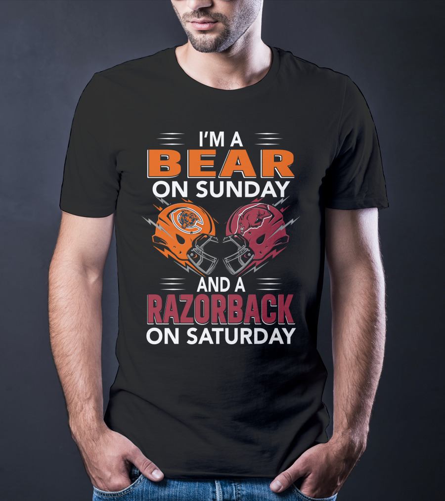 I'm A Bear On Sunday And A Razorback On Saturday Sports Football Helmets T-Shirt